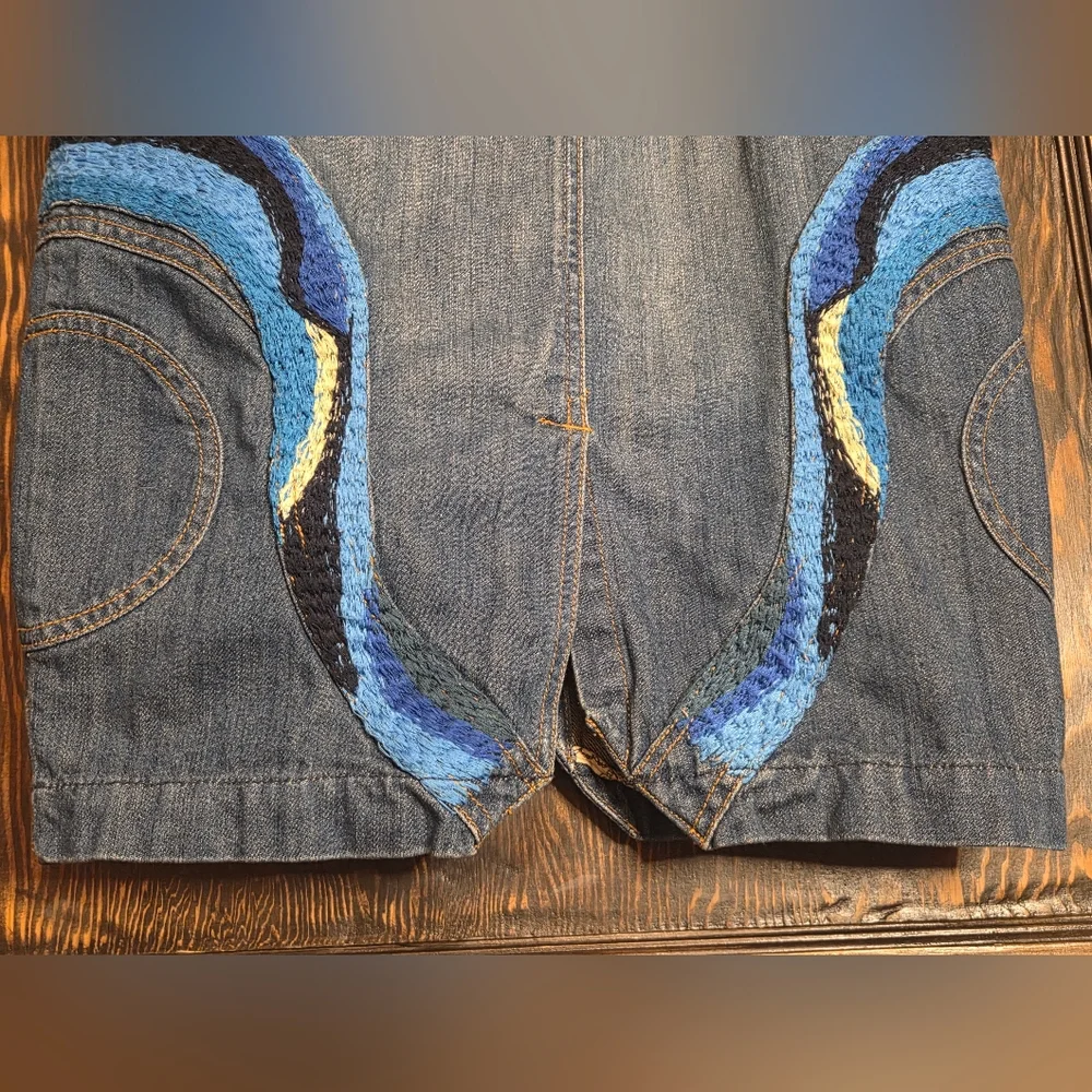 Oilily Blue Denim Pencil Skirt with Colorful Accents - Picture 7 of 15